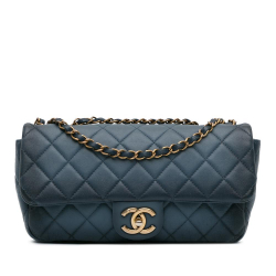 Chanel AB Chanel Blue Navy Calf Leather CC Quilted skin Ombre Flap Italy