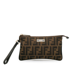 Fendi B Fendi Brown Canvas Fabric Zucca Wristlet Pouch Italy