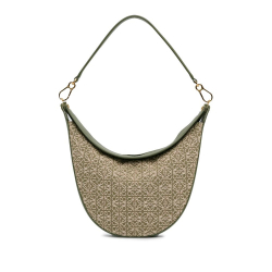 Loewe AB LOEWE Green Canvas Fabric Anagram Luna Hobo Spain