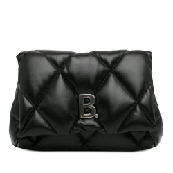 Balenciaga AB Balenciaga Black Calf Leather Touch Puffy Clutch Italy