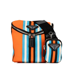 Prada B Prada Orange Canvas Fabric Canapa Baiadera Crossbody Bag Italy