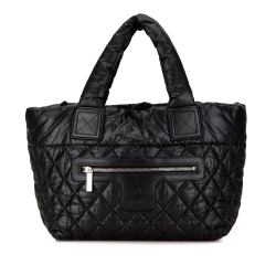 Chanel B Chanel Black Nylon Fabric Coco Cocoon Tote Bag Italy