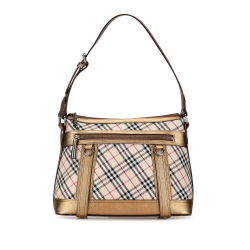 Burberry B Burberry Brown Beige with Gold Canvas Fabric Nova Check Shoulder Bag United Kingdom