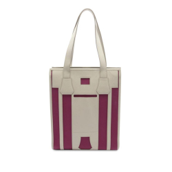 Hermès AB Hermès Pink with White Canvas Fabric Petit H Bell Tote France