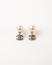 Chanel Coco Mark Faux Pearl Earrings