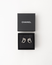 Chanel CC Rhinestone Mini Hoop Earrings