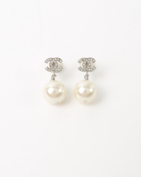 Chanel CC Pearl Drop Earrings