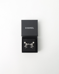 Chanel Pearl and Rhinestones CC Charm Earrings