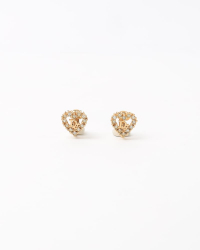 Christian Dior Rhinestone Logo Heart Earrings