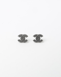 Chanel CC Black Rhinestone Earrings