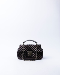 Chanel Glazed Patent Mademoiselle Lock Kelly Flap Bag