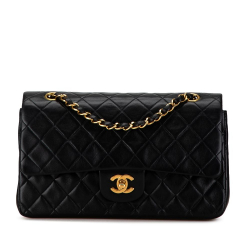 Chanel B Chanel Black Lambskin Leather Leather Medium Classic Lambskin Double Flap France