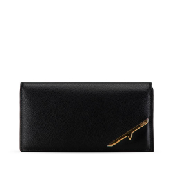 Fendi AB Fendi Black Calf Leather Monster Long Wallet Italy