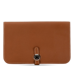 Hermès AB Hermès Brown Calf Leather Togo Dogon Duo Wallet France