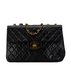 Chanel B Chanel Black Lambskin Leather Leather Maxi Classic Lambskin Single Flap France