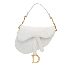 Christian Dior AB Dior White Canvas Fabric Mini Oblique Saddle Italy