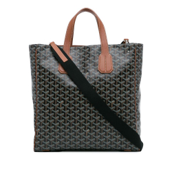 Goyard AB Goyard Black with Brown Coated Canvas Fabric Goyardine Voltaire III France