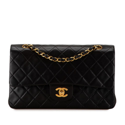 Chanel B Chanel Black Lambskin Leather Leather Medium Classic Lambskin Double Flap France