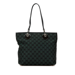 Gucci B Gucci Green Canvas Fabric GG Eclipse Tote Italy