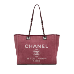 Chanel AB Chanel Red Canvas Fabric Deauville Tote Italy