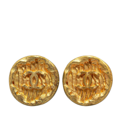 Chanel B Chanel Gold Gold Plated Metal CC Clip On Earrings France