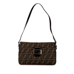 Fendi B Fendi Brown Canvas Fabric Zucca Shoulder Bag Italy