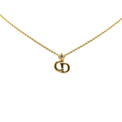 Christian Dior B Dior Gold Gold Plated Metal CD Logo Rhinestone Pendant Necklace Germany