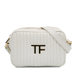 Tom Ford B Tom Ford White Pearl Calf Leather Quilted TF Camera Bag Italy