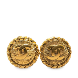 Chanel AB Chanel Gold Gold Plated Metal CC Clip On Earrings France