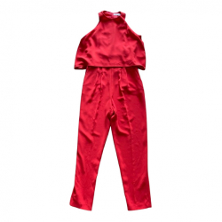 Trina Turk Leuchtend roter Neckholder-Jumpsuit