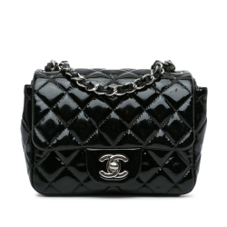 Chanel B Chanel Black Patent Leather Leather Mini Square Classic Patent Single Flap Italy