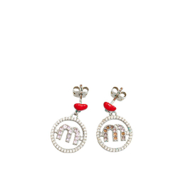 Miu Miu B Miu Miu Silver Platinum Metal Micro Candy Jewels Push Back Earrings Italy