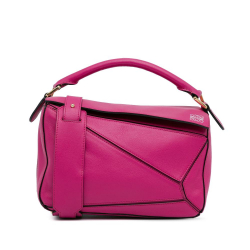 Loewe AB LOEWE Pink Hot Pink Calf Leather Small Puzzle Bag Spain