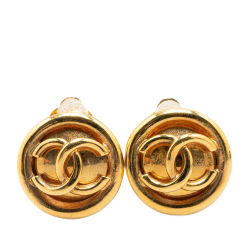 Chanel B Chanel Gold Gold Plated Metal CC Clip On Earrings France