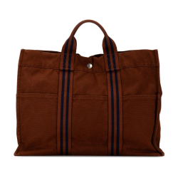 Hermès B Hermès Brown Canvas Fabric Fourre Tout MM France