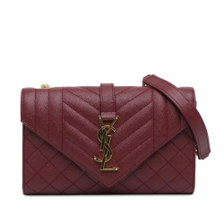 Saint Laurent B Saint Laurent Red Burgundy Calf Leather Small Grain De Poudre Triquilt Monogram College Bag Italy