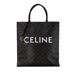 Celine B Celine Black Coated Canvas Fabric Large Triomphe Cabas Vertical Tote Italy