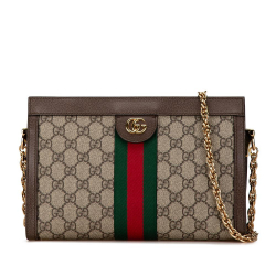 Gucci AB Gucci Brown Beige Canvas Fabric Small GG Supreme Ophidia Crossbody Italy