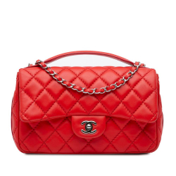 Chanel AB Chanel Red Lambskin Leather Leather Medium Easy Carry Flap Satchel Italy