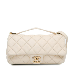 Chanel B Chanel White Ivory Calf Leather Medium skin Urban Day Flap Italy