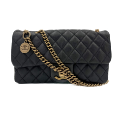 Chanel Classic Single Flap Matelassè 2-Ways Flap Bag Black