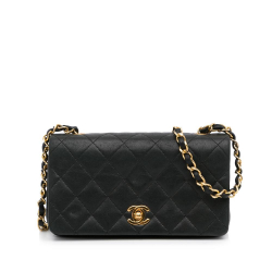 Chanel B Chanel Black Lambskin Leather Leather Mini Quilted Lambskin Full Flap France