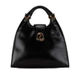 Gucci B Gucci Black Calf Leather 1973 Stirrup Handbag Italy