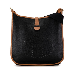 Hermès B Hermès Black with Brown Calf Leather Ardennes Evelyne GM France