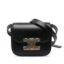 Celine AB Celine Black Calf Leather Mini Triomphe Crossbody Bag Italy