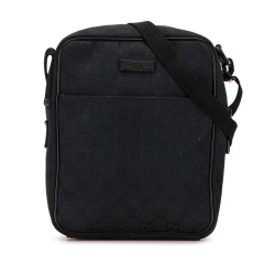 Gucci B Gucci Black Canvas Fabric GG Crossbody Bag Italy