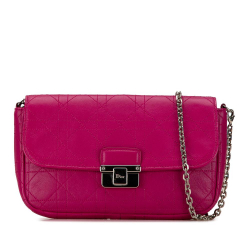 Christian Dior AB Dior Purple Magenta Calf Leather skin Cannage Diorling Wallet on Chain Italy