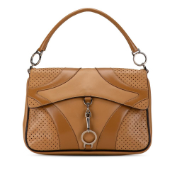 Prada B Prada Brown Light Brown Calf Leather Vitello Drive Perforated Handbag Italy