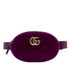 Gucci AB Gucci Purple Velvet Fabric GG Marmont Matelasse Belt Bag Italy