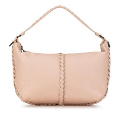 Bottega Veneta AB Bottega Veneta Pink Calf Leather Intrecciato-Trimmed Cervo Satchel Italy